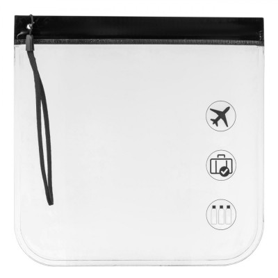 Set Pungi Travel Cosmetice, 20x20 cm, Transparent, Cu M&amp;acirc;ner Negru, 2 Bucăți foto