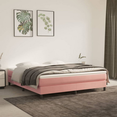 vidaXL Saltea de pat cu arcuri, roz, 180x200x20 cm, catifea foto