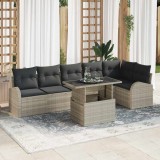 Cumpara ieftin Set de canapele pentru gradina 7 buc. Gri deschis poliratan