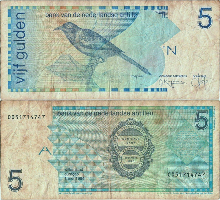 1994 ( 1 V ) , 5 gulden ( P-22c ) - Antilele Olandeze
