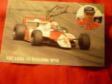 Ilustrata Reclama Marlboro si Niki Lauda in masina curse cu autograf tiparit