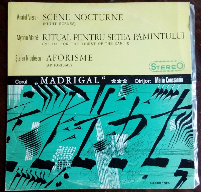 DISC LP: CORUL MADRIGAL - ANATOL VIERU/MYRIAM MARBE/STEFAN NICULESCU(ST-ECE0416)