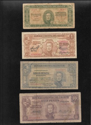 Set Uruguay 50 centesimos + 1 + 5 + 10 pesos 1939 foto