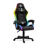 RGB LED-uri scaun gamer - cu armura, perna - negru