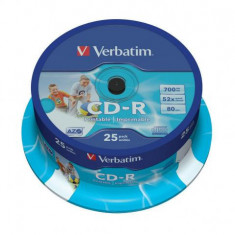 Verbatim cd-r azo 700mb 52x wide printable surface id branded