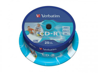 Verbatim cd-r azo 700mb 52x wide printable surface id branded foto