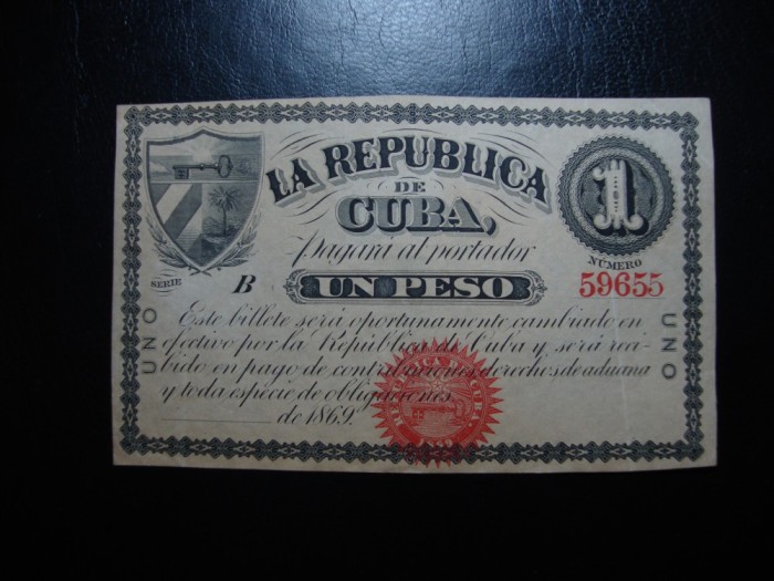 CUBA 1 PESO 1869 SUPERBA