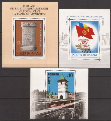 ROMANIA ANIVERSARI,ARHITECTURA ( 3 colite dt.) MNH foto