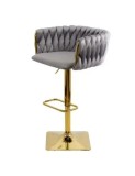 Scaun de bar ABS118P, catifea, suport picioare, metal cromat auriu, inaltime reglabila, 100 kg