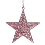 Ornament Brad Crăciun, Stea Perforată, Roz, 18 cm, Oem