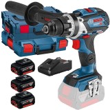 Bosch GSR 18V-110 C + 0615990L3T - Masina de gaurit si insurubat 110 Nm valiza speciala + Set 3 acumulatori si incarcator Li-Ion 18 V 5 Ah valiza spec