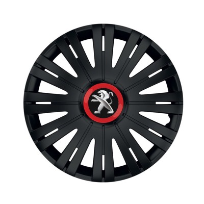 Set 4 capace roti Negre Cu Inel Rosu Active R15 Compatibil Cu Peugeot foto