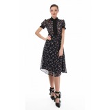 Rochie midi tp camasa, din voal fin, cu maneca scurta