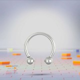 Piercing Ureche Potcoava - TITAN - argintie bile - 1.6x12x3/3