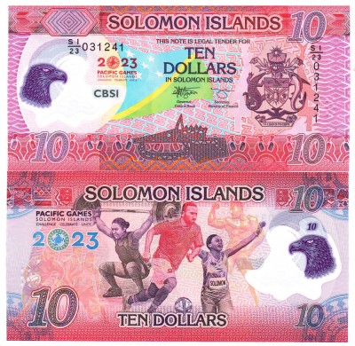 Insulele Solomon 10 Dolari 2023 Comemorativa P-39 Polimer UNC foto