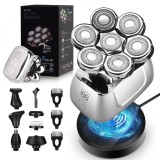 Aparat de ras 7D , rezistenta la apa IPX6, cu 6 capete de schimb, cu statie de incarcare rapida, autonomie de 60 de minute, afisaj cu LED