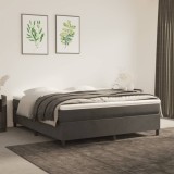 vidaXL Pat box spring cu saltea, gri &icirc;nchis, 180x200 cm, catifea