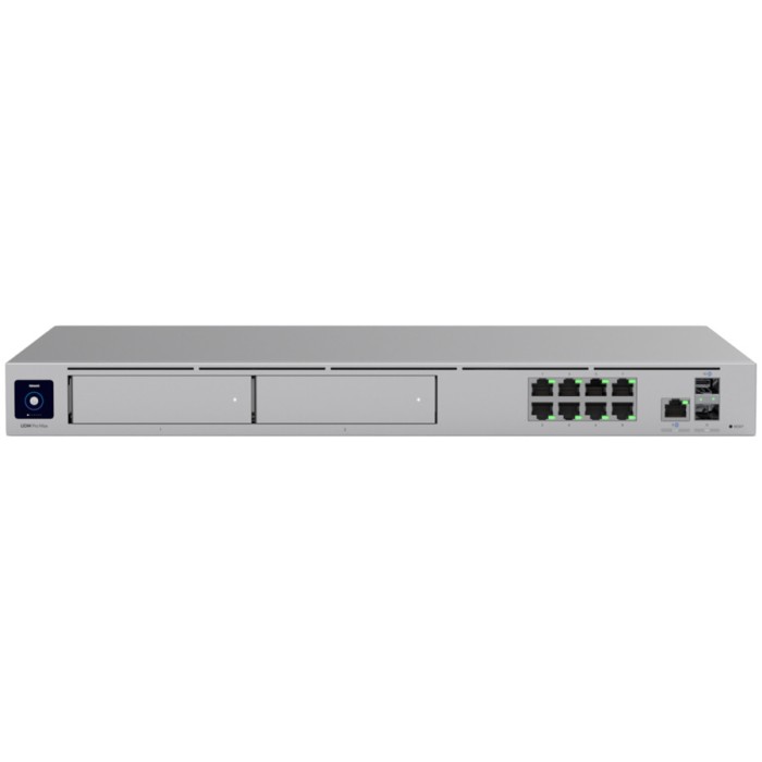 Ubiquiti rack-mount Cloud Gateway with 10 Gbps perfor multi-WAN load balancing, and two NVR drive bays designed for large-scale, multi-application Uni