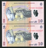 q706 PERECHE CONSECUTIVA 10 LEI 2005 ( 2007 ) POLIMER DIN FISIC UNC NECIRCULATA seriile 076B5163427 si 076B5163428