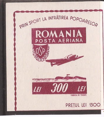 ROMANIA 1946, LP 201 - OSP, colita nedantelata, MNH (vezi descrierea) foto