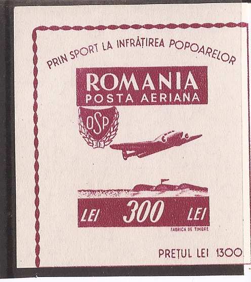 ROMANIA 1946, LP 201 - OSP, colita nedantelata, MNH (vezi descrierea)
