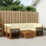 vidaXL Set de canapele de exterior cu pernă 7 pcs Natural și Crem 3384081
