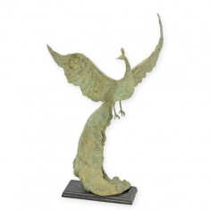 Paun in zbor-statueta din bronz cu un soclu din marmura TBB-61