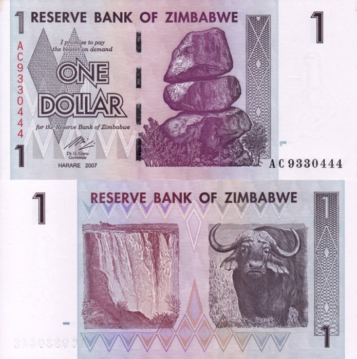 ZIMBABWE 1 dollar 2007 UNC!!!