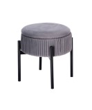 Cumpara ieftin Taburet cu spatiu depozitare, catifea gri, fier negru 28 x 31 cm
