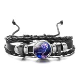 Cumpara ieftin Bratara Piele Neagra Zodia Berbec, Fluorescenta, 26cm, Barbati, Cadou Zodiac, Simbolistica Puternica, Curaj, Pasiune