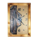 Cumpara ieftin Ceas Perete Tablou Abstract Lemn 60x40cm, Mecanism Quartz, Cadran Iută/Polimer, Stil Artistic Modern, Maro/Bronz