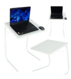 Masa Laptop Pliabila Alba Reglabila 50-69 cm cu Blat Inclinabil