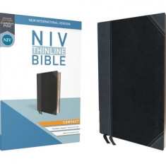 NIV, Thinline Bible, Compact, Imitation Leather, Black/Gray, Red Letter Edition