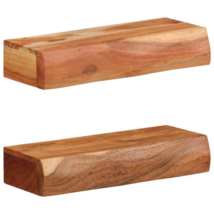 vidaXL Rafturi de perete 2 buc 40x17x8 cm din lemn masiv de salc&acirc;m