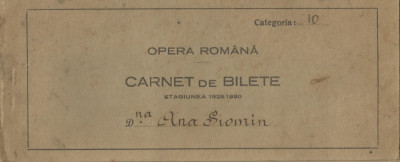 Romania, Opera Romana, Carnet de bilete stagiunea 1929/1930 foto