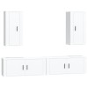 Set dulap TV, 4 piese, alb, lemn prelucrat