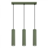 Lampă Suspendată Karbon Verde Măsliniu, Din Aluminiu, Cu 3 Becuri Tub, Minimalistă De Interior.