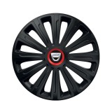 Set 4 capace roti Negre Cu Inel Rosu Trend R16 Compatibil Cu Dacia