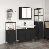 Set de mobilier pentru baie 3 piese - Stejar negru din lemn prelucrat, vidaXL