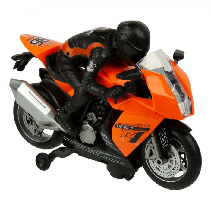 Motocicletă Jucărie, Model Rotativ, Sunete, Lumini, Bump&amp;Go, Orange