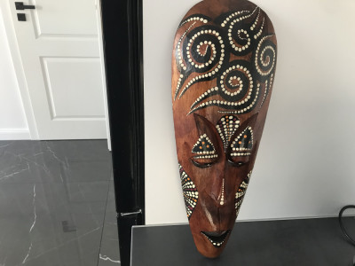 Imensa masca africana veche,lucrata manual,lungime 51 cm,de colecție/decor foto