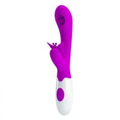 Vibrator Pretty Love Moth, 12 Moduri Vibratii, 3 Ritmuri Miscari Limba, Silicon, Mov, 20.7 cm