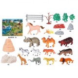Set 50 Figurine Animale Salbatice, Plastic, Multicolor, 3+ Ani, Covor Joc 60x50 cm