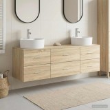 Cumpara ieftin Set dulap de baie cu montare pe perete 3 buc. Stejar Sonoma