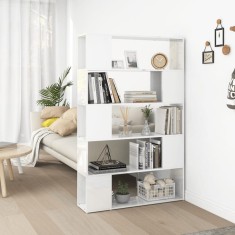 vidaXL Bibliotecă/Separator, alb extralucios, lemn prelucrat