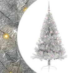 vidaXL Pom de Crăciun artificial pre-iluminat Argintiu 150 cm PET 3397195