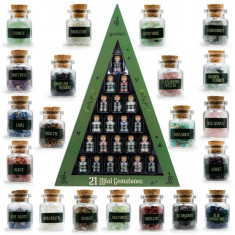 Set 21 Sticluțe cu mini cristale și pietre naturale pentru ritualuri magice și meditație