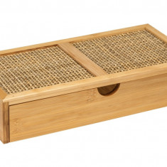 Cutie depozitare cu sertar, Wenko, Allegre, 28 x 6 x 14 cm, bambus/ratan, natur