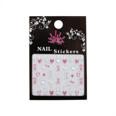 Stickere 3D pentru nail art - inimi cu contur argintiu ? TJ103s foto