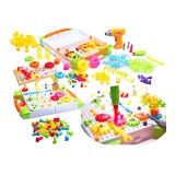 Set de construit, compusa din surubelnita, burghiu, suruburi colorate, 181 piese